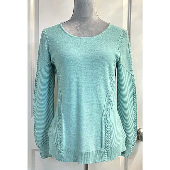 ZOZO Womens Cable Knit Pullover LS Sweater Modal Blend S Cottage Y2k Blue - Picture 1 of 8
